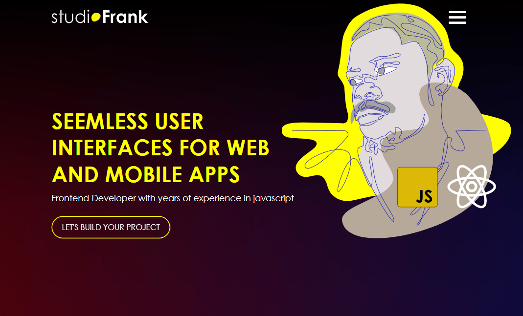 studioFrank as it stood on the old React build — the layout this version was rebuilt from.